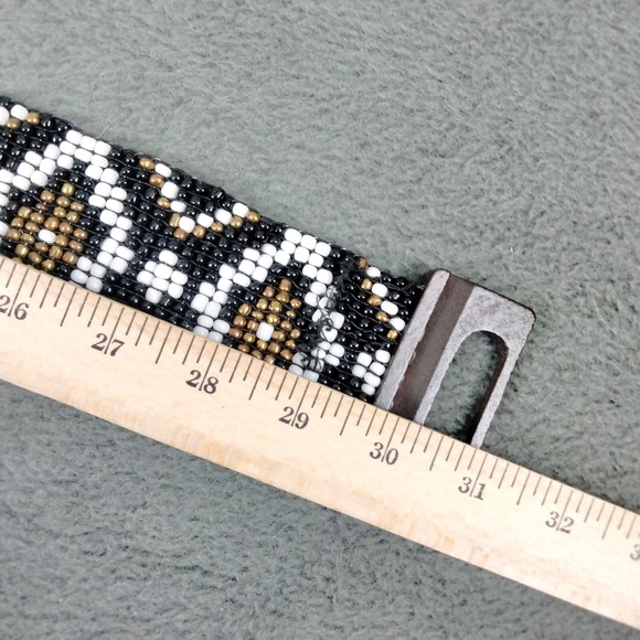 Vintage Beaded Belt Black Navajo Style Boho Hippie WIDE Western Stretchy - Picture 7 of 9